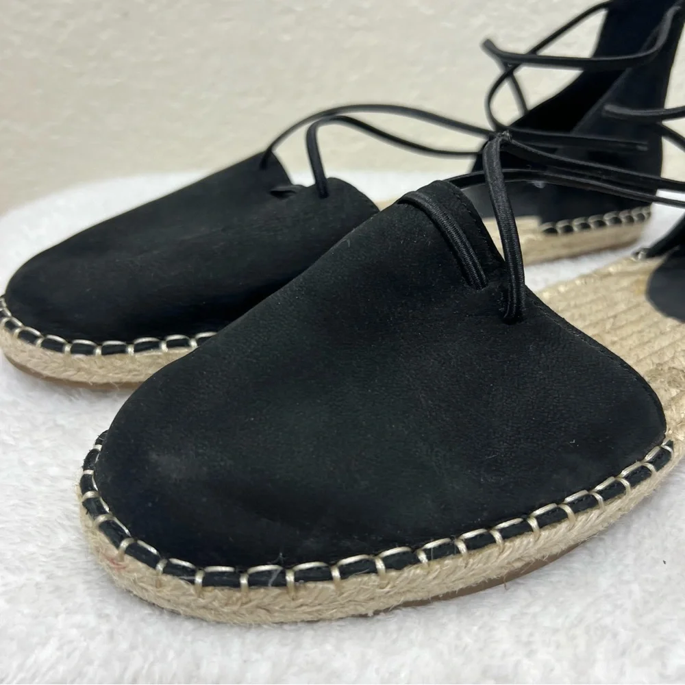 Eileen Fisher Lace Up Strappy Lala Sandal Espadrilles Flats Closed Toe Size 9